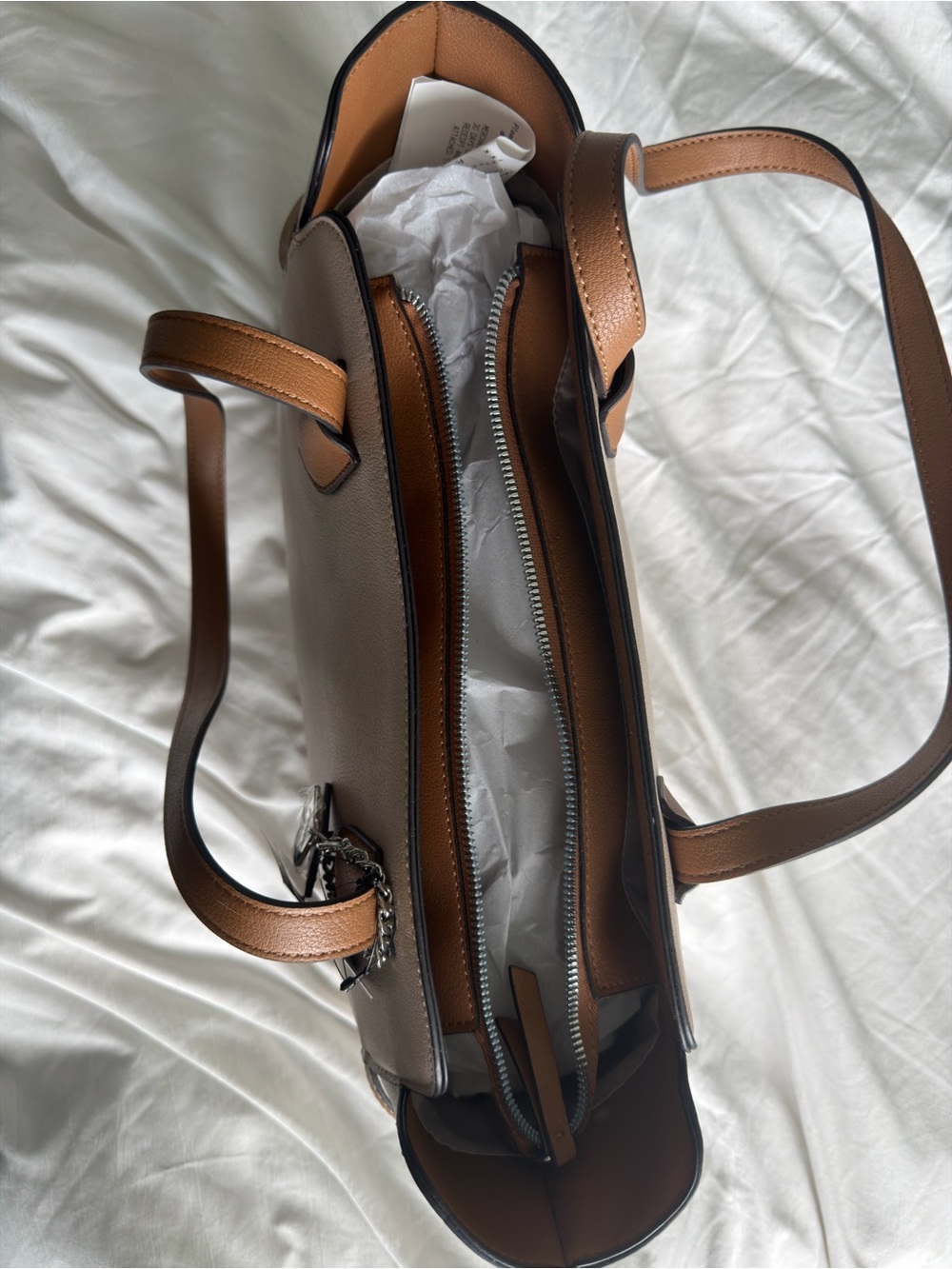 Nine West Cream Tote with Brown Straps - Picture 3 of 4